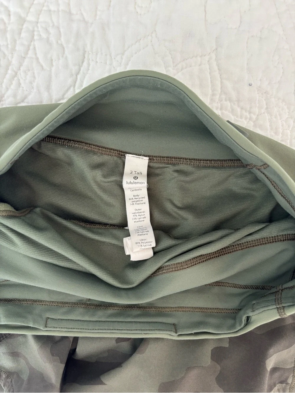 lululemon athletica Olive Green Camo High-Rise Athletic Shorts, SZ 2 Tall - Picture 3 of 4